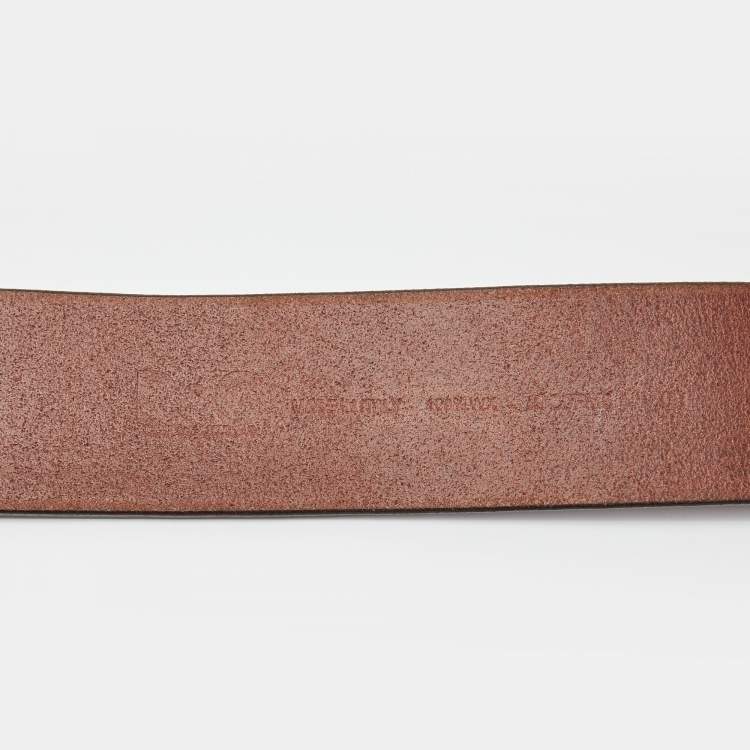 Pre Owned D&G Dark Brown Leather Logo Buckle Wide Belt 90CM