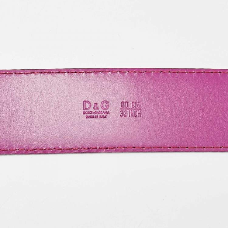 Pre Owned D&G Burgundy Patent Leather Grommet Buckle Belt 80CM