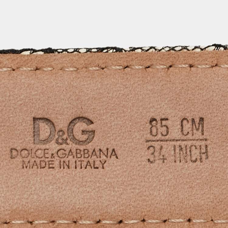 Pre Owned D&G Beige/Black Lace And Satin Buckle Belt 85 CM