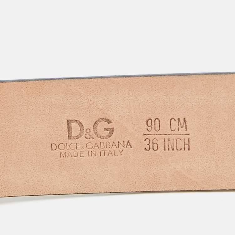 Pre Owned D&G Black Patent Leather Logo Buckle Belt 90 CM