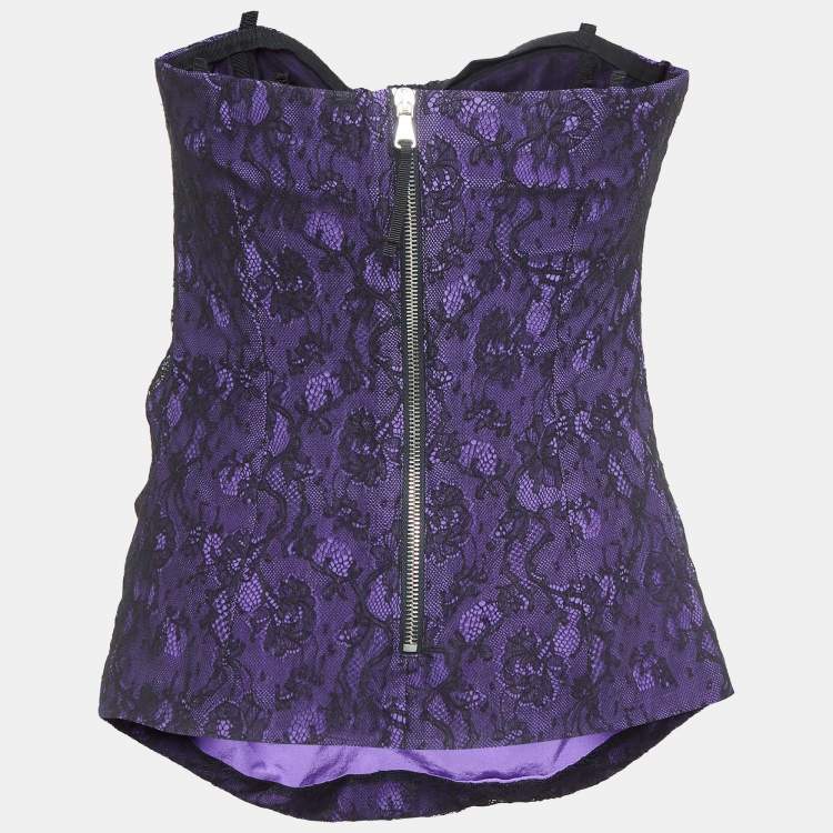 Pre Owned D&G Purple Lace Corset Tube Bustier M