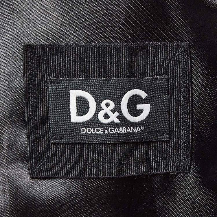Pre Owned D&G Metallic Coated Leather Bomber Jacket M