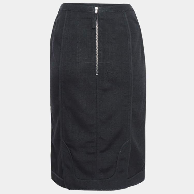 Pre Owned Dolce & Gabbana Black Crepe Piping Detail Pencil Skirt S