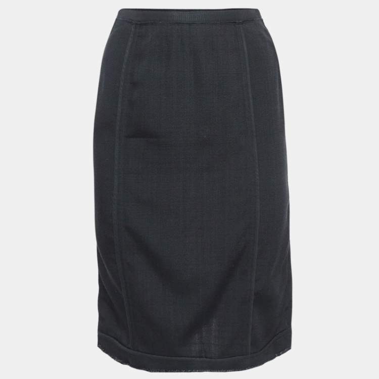 Pre Owned Dolce & Gabbana Black Crepe Piping Detail Pencil Skirt S