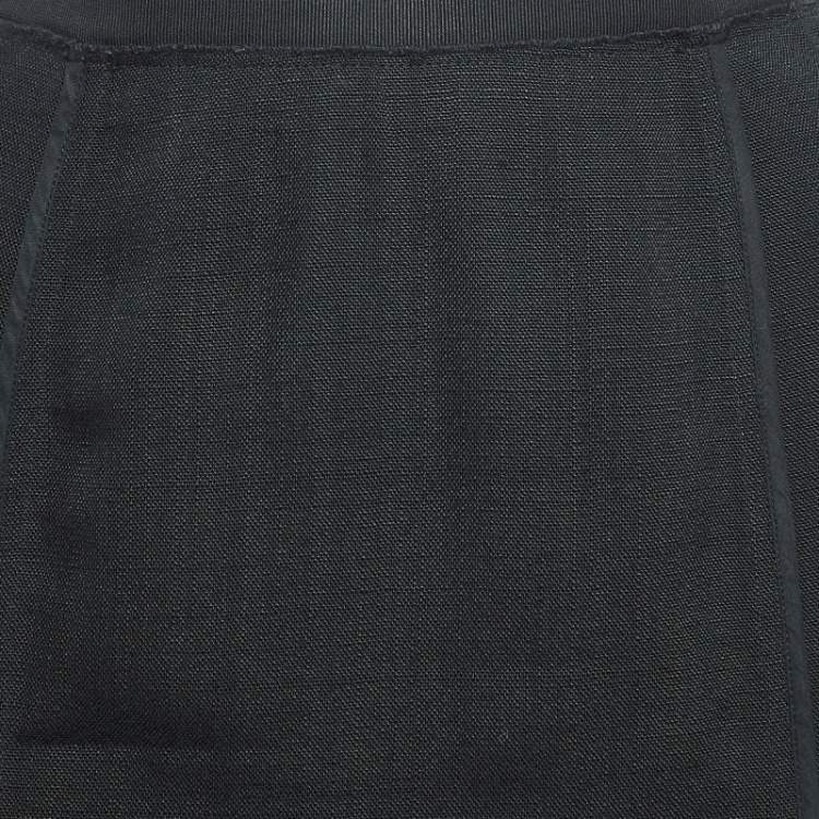 Pre Owned Dolce & Gabbana Black Crepe Piping Detail Pencil Skirt S