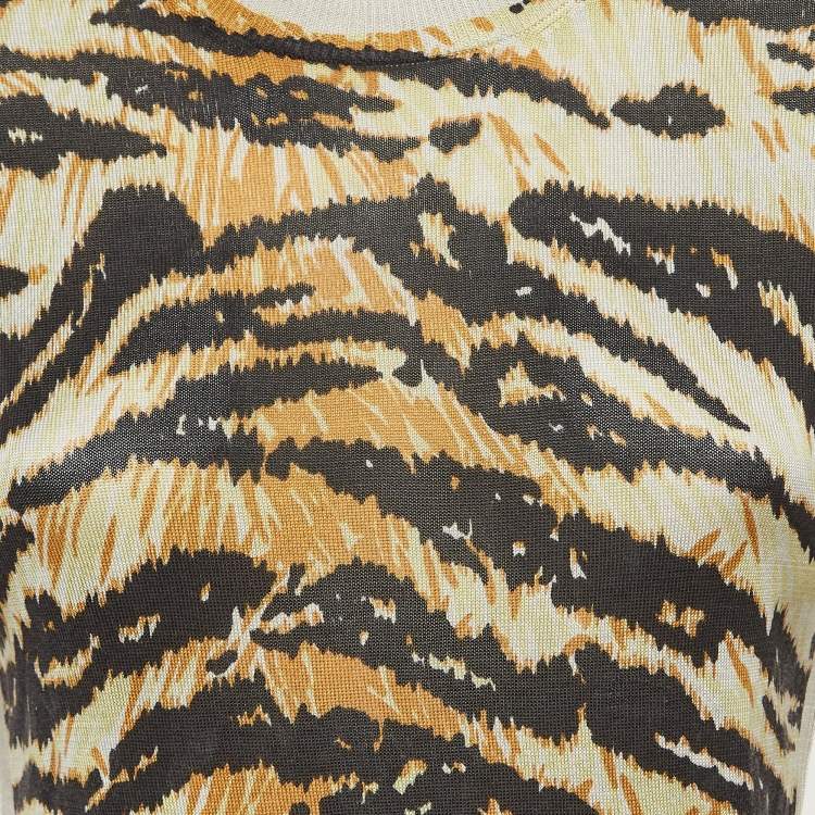 Pre Owned D&G Brown Tiger Pattern Cotton Knit T-Shirt S