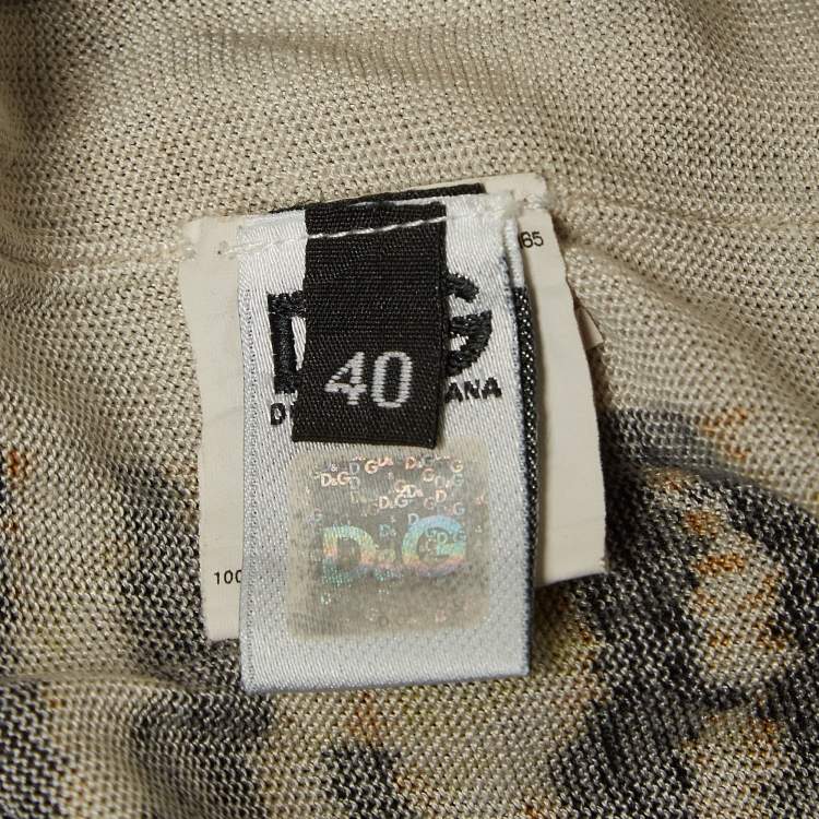 Pre Owned D&G Brown Tiger Pattern Cotton Knit T-Shirt S