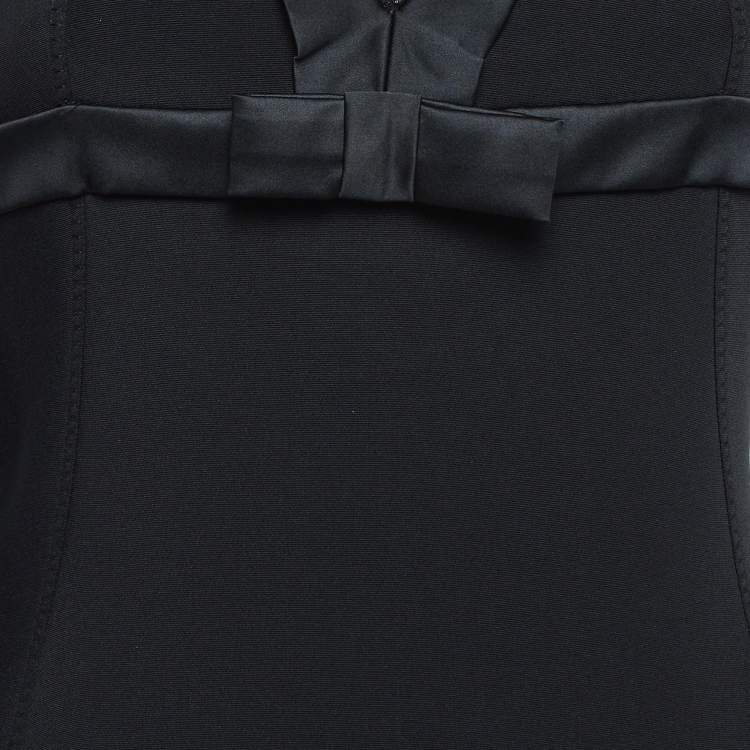 Pre Owned D&G Black Stretch Crepe Lace Trim V Neck Mini Dress S