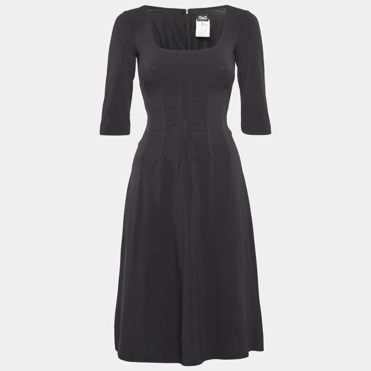 Pre Owned D&G Vintage Black Jersey Flared Short Dress S