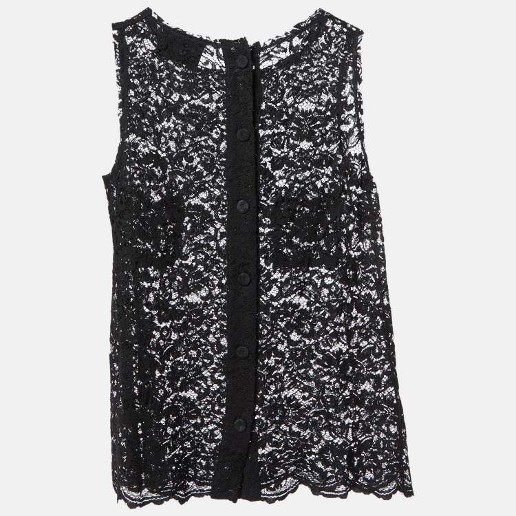 Pre Owned D&G Black Lace Sleeveless Top M