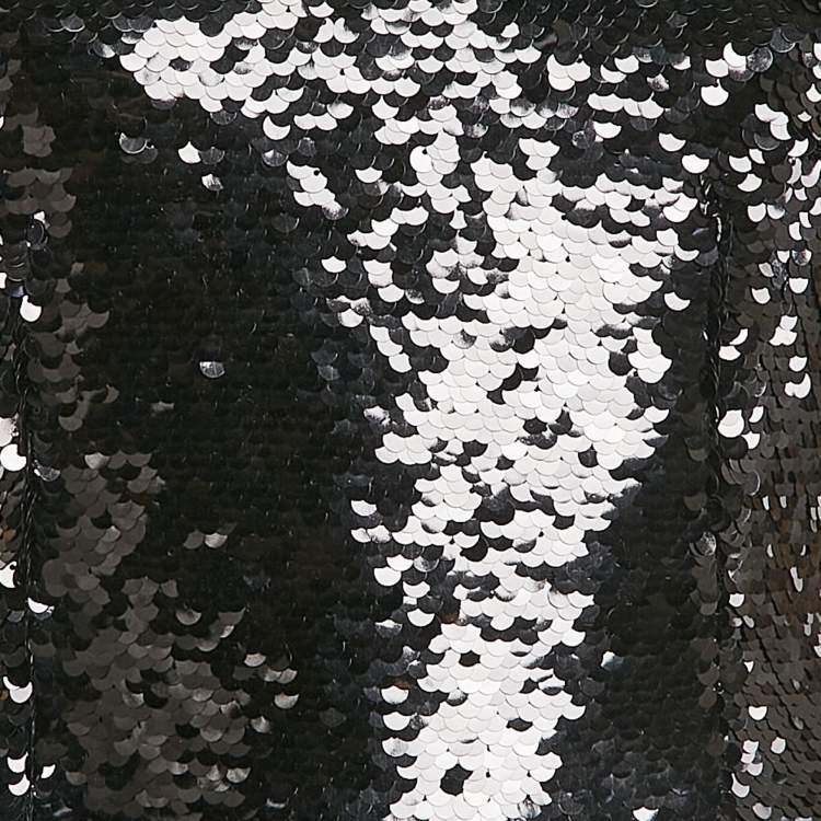 Pre Owned D&G Black Sequin Embellished Tulle Sleeveless Sheath Dress M