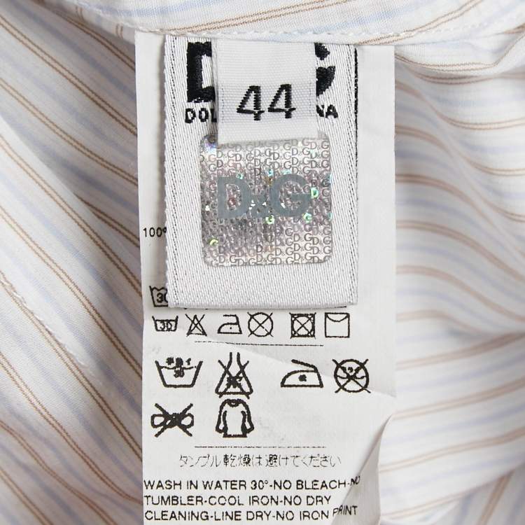 Pre Owned D&G White Stripe Cotton Button Front Shirt M