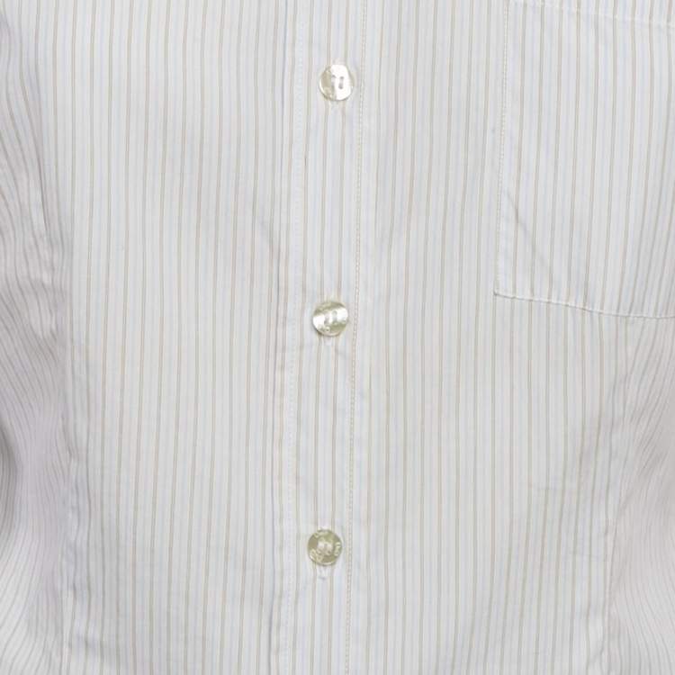 Pre Owned D&G White Stripe Cotton Button Front Shirt M