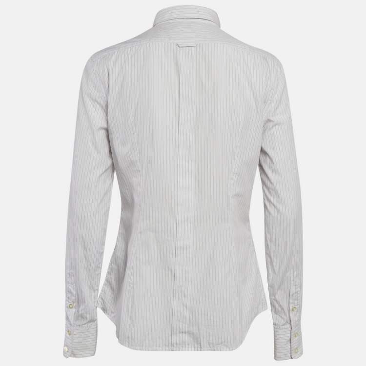 Pre Owned D&G White Stripe Cotton Button Front Shirt M