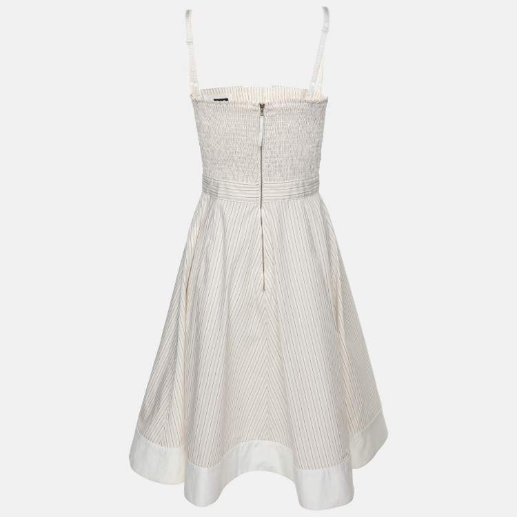 Pre Owned D&G Cream Striped Cotton Mini Dress S