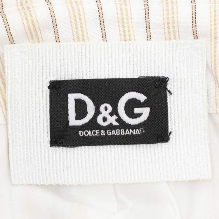 Pre Owned D&G Cream Striped Cotton Mini Dress S