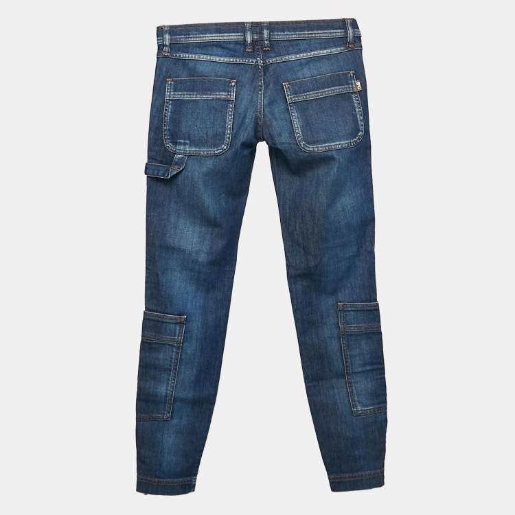 Pre Owned D&G Blue Washed Denim Cargo Low waist Jeans S Waist 30"