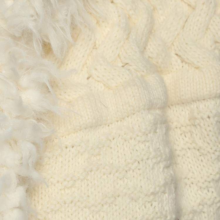 Pre Owned D&G Cream Knitted Cotton Blend Faux Fur Vest S