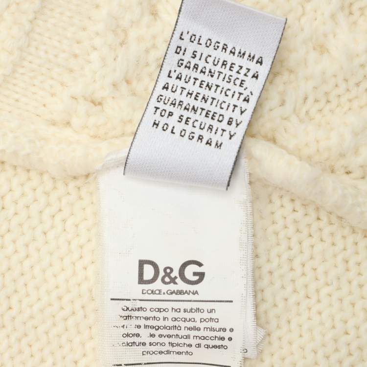 Pre Owned D&G Cream Knitted Cotton Blend Faux Fur Vest S