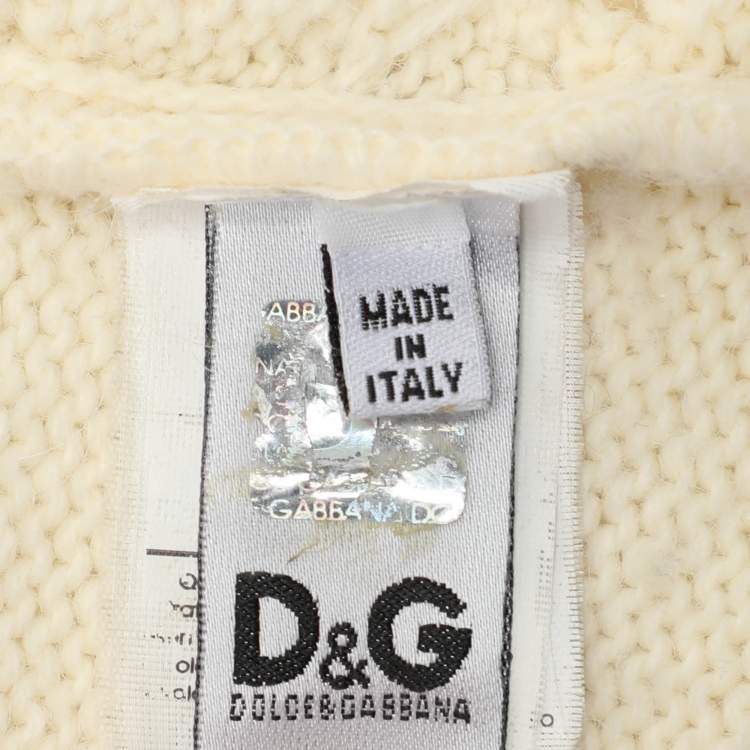 Pre Owned D&G Cream Knitted Cotton Blend Faux Fur Vest S