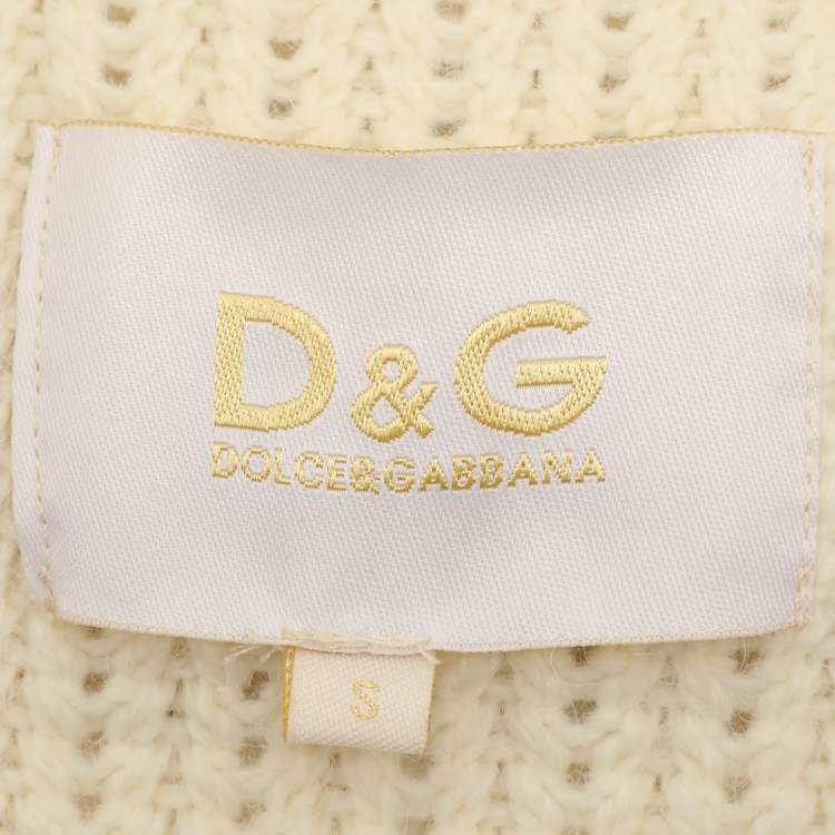 Pre Owned D&G Cream Knitted Cotton Blend Faux Fur Vest S