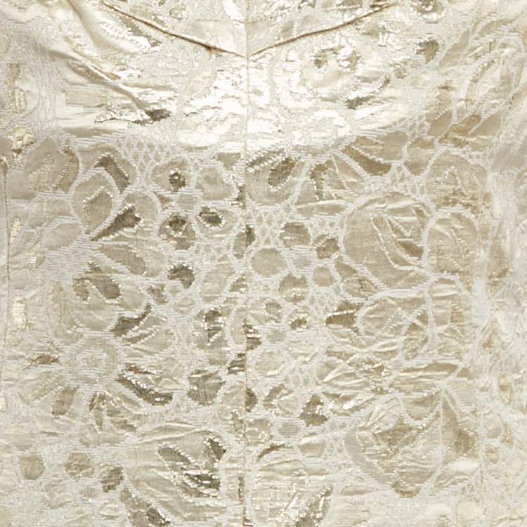 Pre Owned D&G Metallic Gold Floral Jacquard Mini Dress M