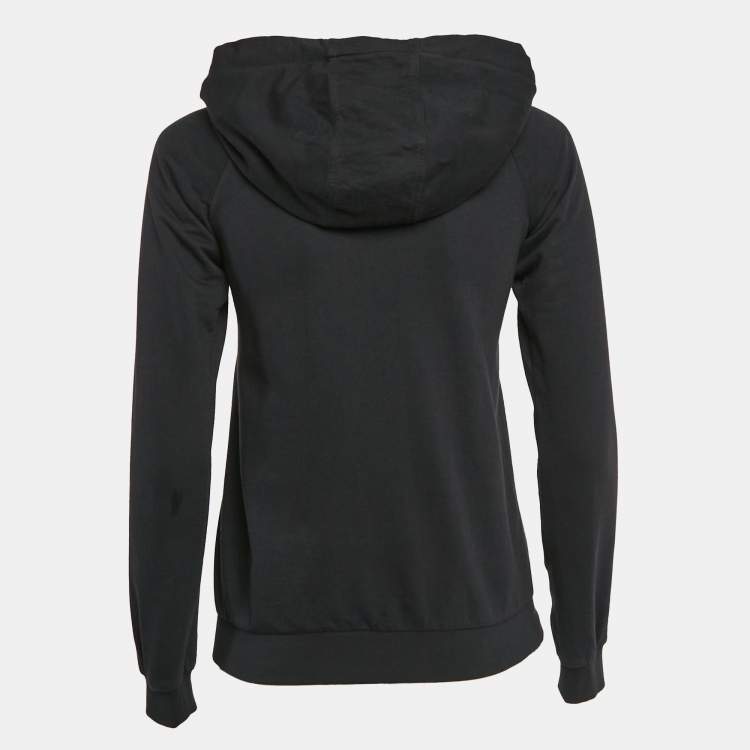 Pre Owned D&G Black Satin and Cotton Knit Zip-Up Jacket S