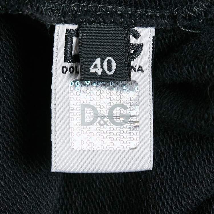 Pre Owned D&G Black Satin and Cotton Knit Zip-Up Jacket S
