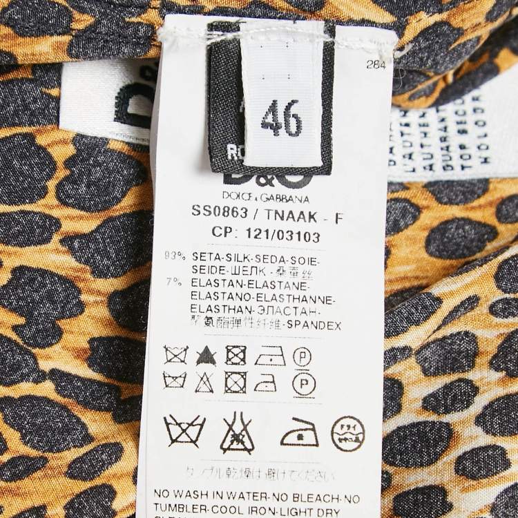 Pre Owned D&G Brown Animal Print Silk Top L