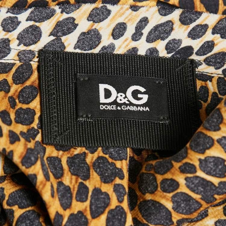 Pre Owned D&G Brown Animal Print Silk Top L