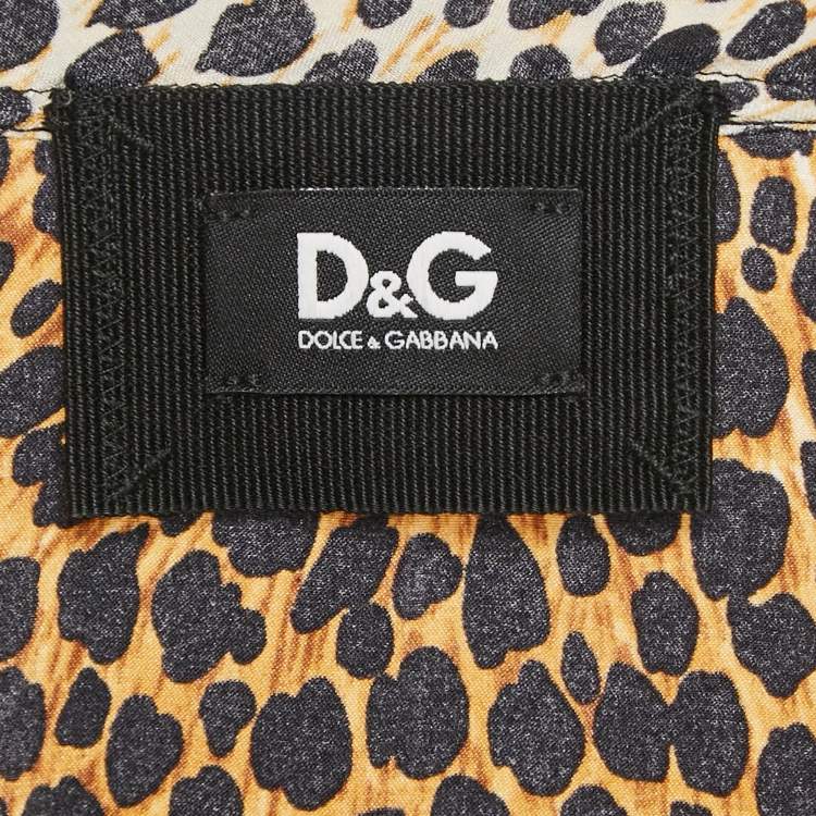 Pre Owned D&G Brown Animal Print Silk Top L