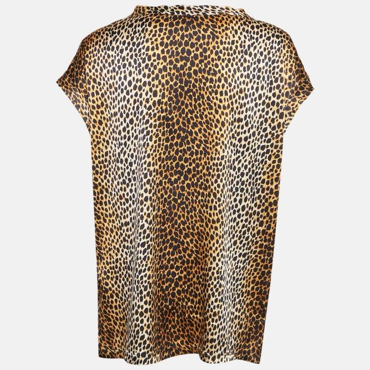Pre Owned D&G Brown Animal Print Silk Top L
