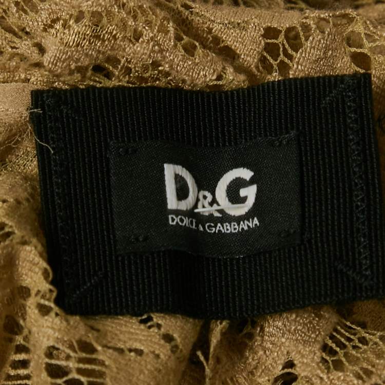 Pre Owned D&G Beige Lace Sleeveless Sheer Top S