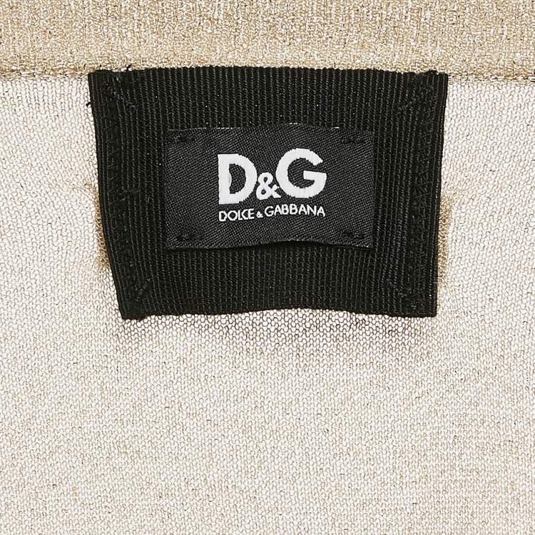Pre Owned D&G Gold Lurex Knit Button Front Cardigan M