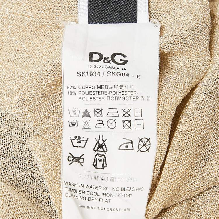 Pre Owned D&G Gold Lurex Knit Button Front Cardigan M