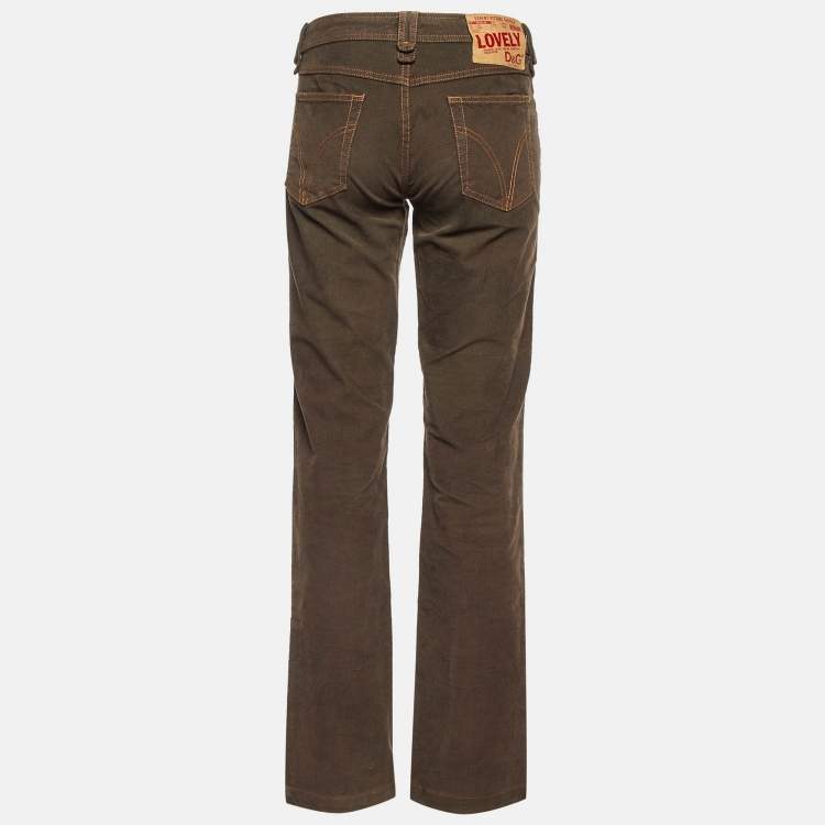 Pre Owned D&G Brown Corduroy Lovely Regular Fit Jeans M/Waist 34"
