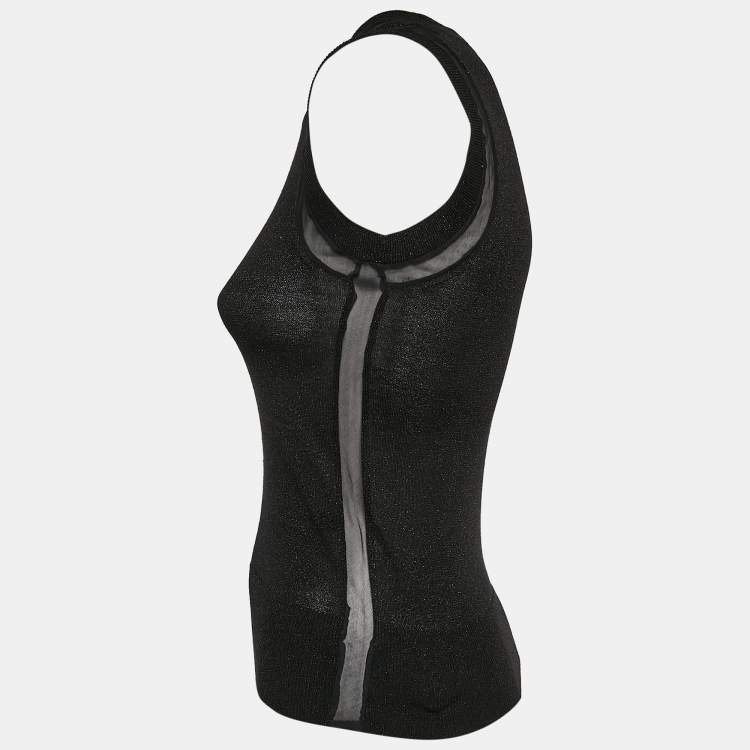 Pre Owned D&G Black Silk and Lurex Knit Sleeveless Top S