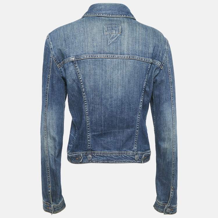 Pre Owned D&G Blue Denim Button Front Buckle Detail Jacket M