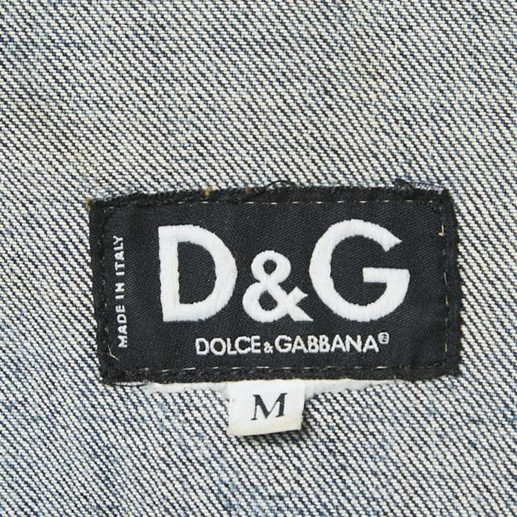Pre Owned D&G Blue Denim Button Front Buckle Detail Jacket M