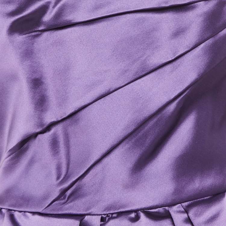 Pre Owned D&G Purple Satin Draped Strapless Short Dress M