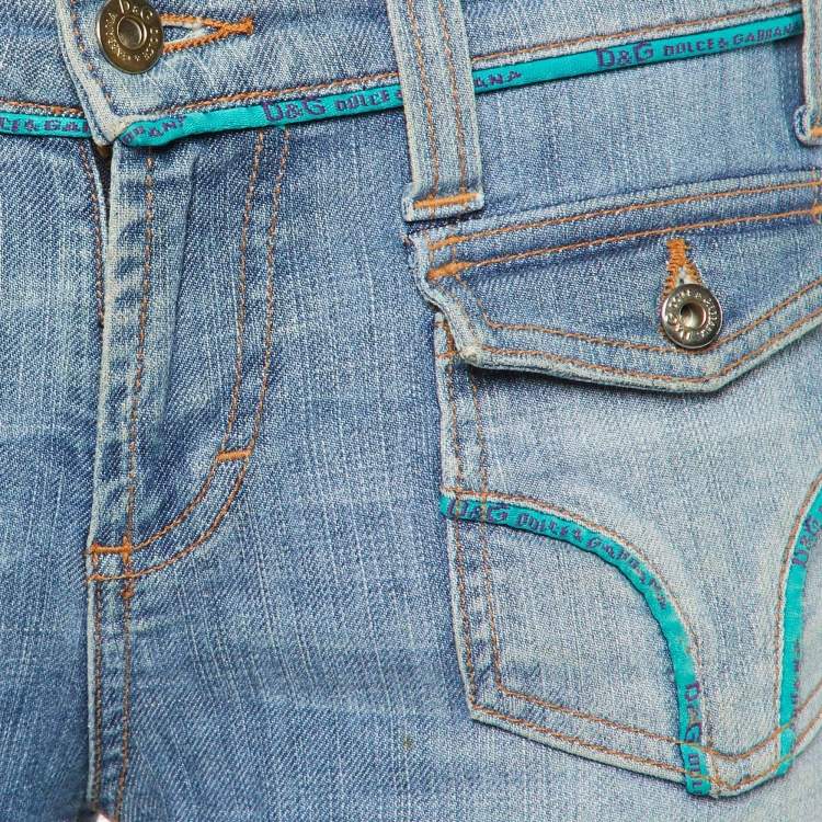 Pre Owned D&G Blue Washed Denim Straight Fit Jeans S/Waist 30"