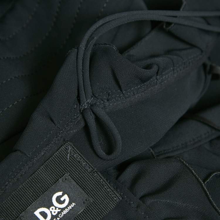 Pre Owned D&G Black Crepe Ruffled Sleeveless Short Dress M