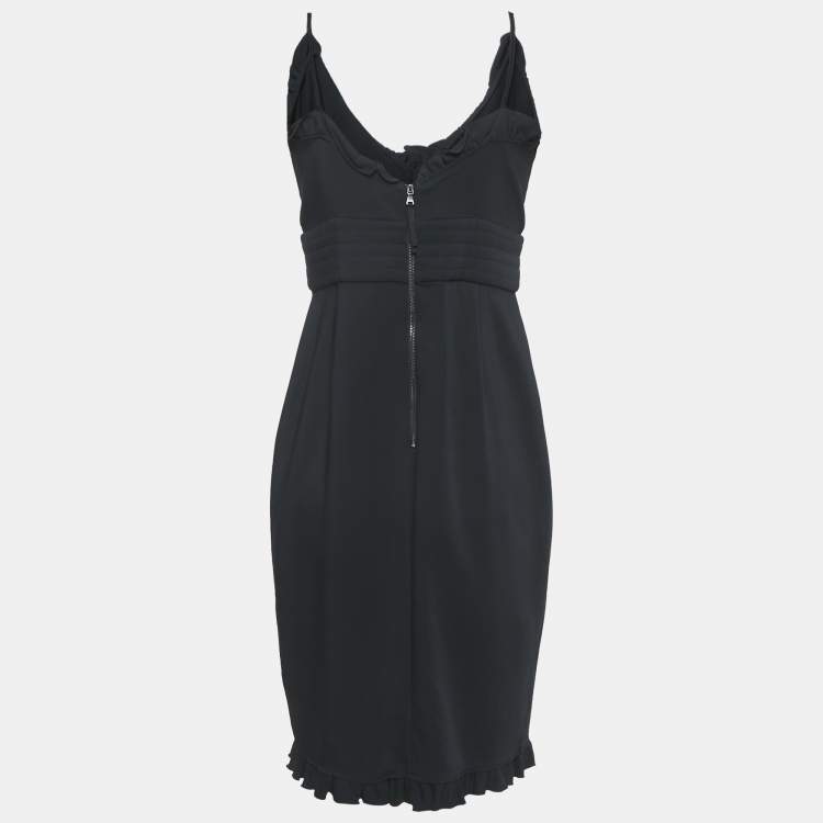 Pre Owned D&G Black Crepe Ruffled Sleeveless Short Dress M