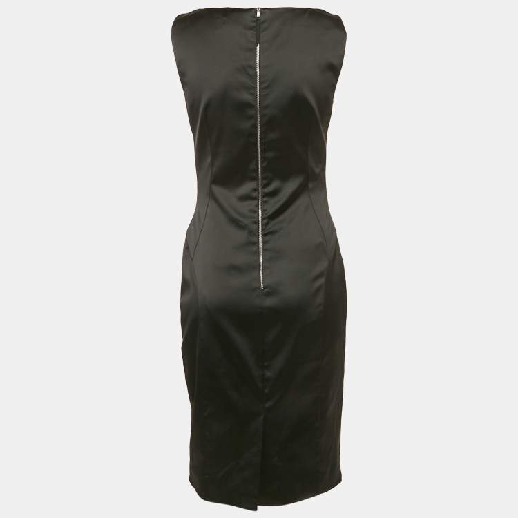 Pre Owned D&G Black Satin Sleeveless Sheath Dress M