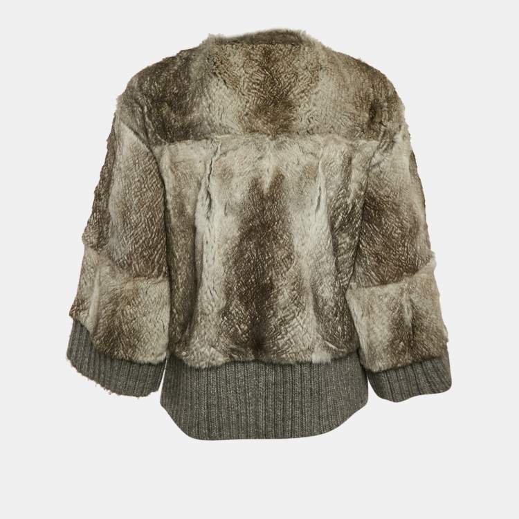 Pre Owned D&G Grey Rabbit Fur Coat M