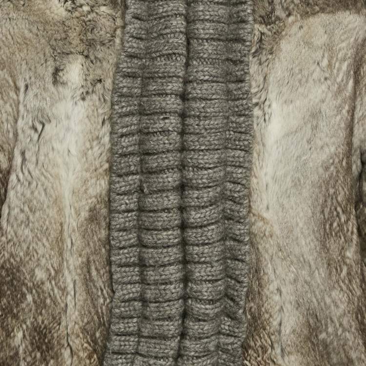 Pre Owned D&G Grey Rabbit Fur Coat M