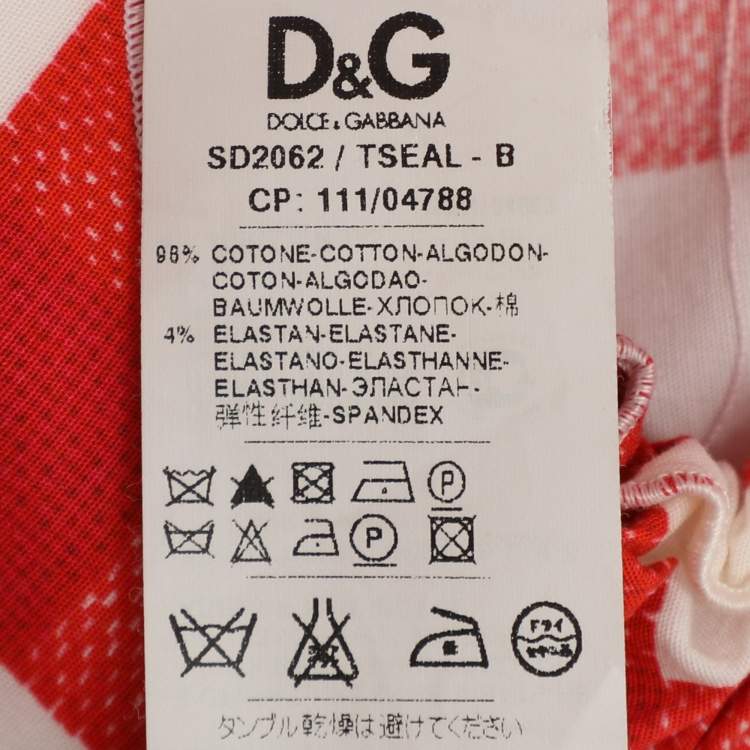 Pre Owned D&G White/Red Cotton Blend Gingham Jumpsuit M