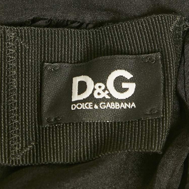 Pre Owned D&G Black Crinkled Silk Sleeveless Top M
