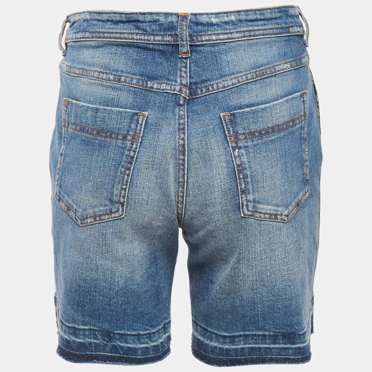 Pre Owned D&G Multicolor Patchwork Denim Bermuda Shorts M Waist 32" 