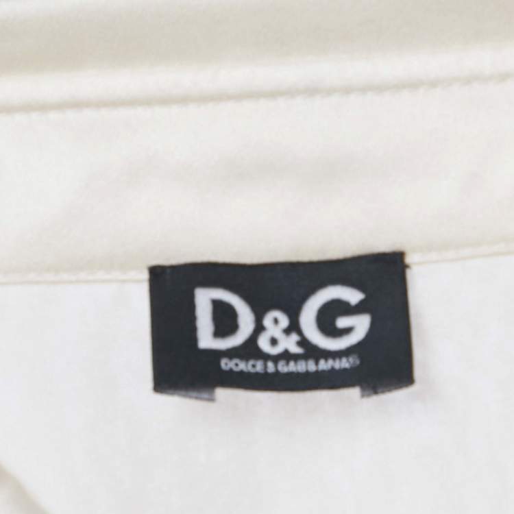 Pre Owned D&G Beige Sequin Embroidered Silk Shirt L